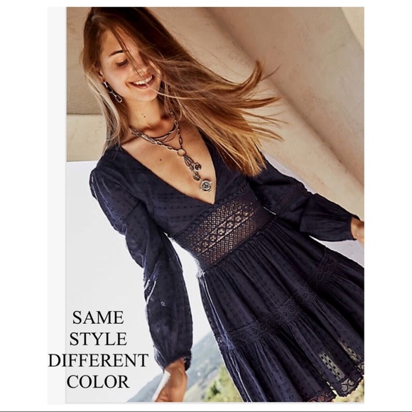 FREE PEOPLE BOHO LONG SLEEVES MINI DRESS A3C - Picture 12 of 16